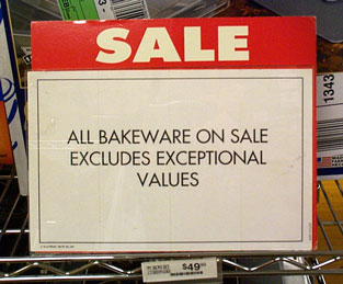 All bakeware on sale excludes exceptional values