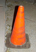 Cone with tire tracks 1