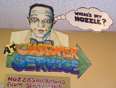 green Don Knotts asking 'Where's My Nozzle?'